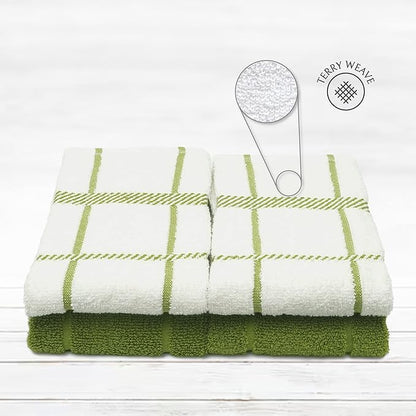 100% Cotton Terry Dish Towels, 4 pack16 x26 Inches, Super Soft and Absorbent