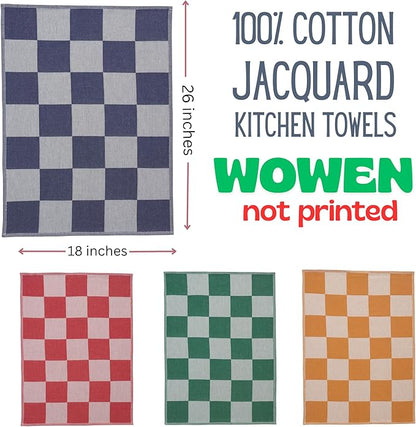 sea me at home Kitchen Towels, French Jacquard 100% Cotton Gingham Check Tea