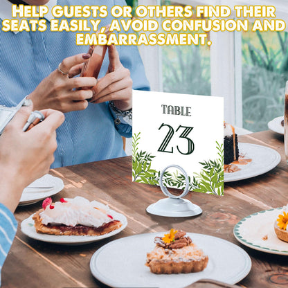 MotiMind 24 Pcs Table Number Holders-Metal Place Card Holders Table Number Stands Tabletop Sign Stands for Photos, Menu, Memo, Notes, Wedding, Restaurant, Banquet, Birthday(White)