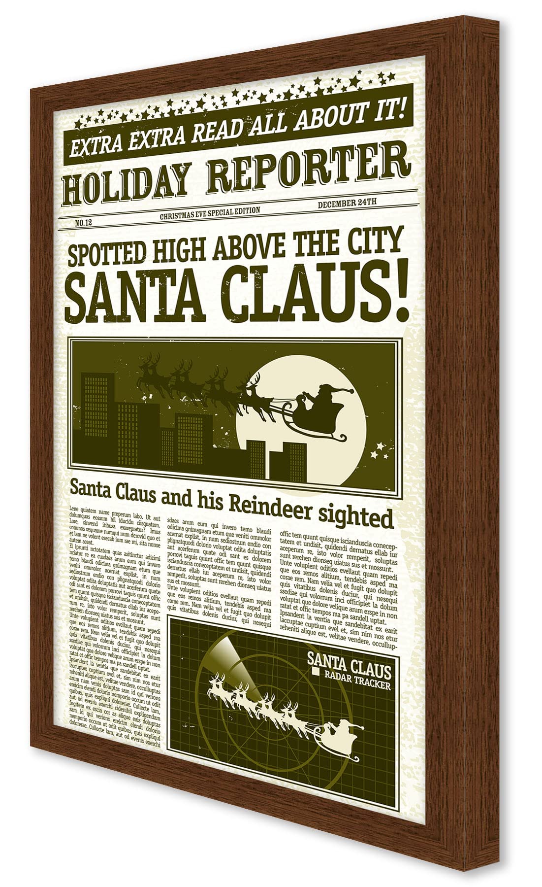 Modern Wood Newspaper Frame (Brown) Acid-Free, UV Resistant, Acrylic Plastic Front Prevents Paper from Fading Sleek Hanging Display Case for Entire Newspaper for Home or Office - 12x22.75