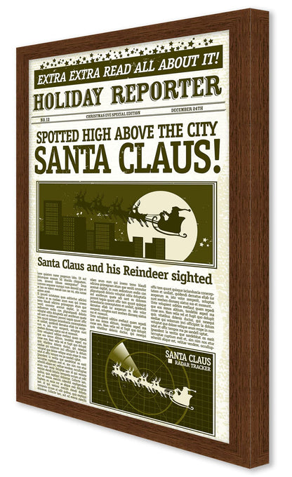 Modern Wood Newspaper Frame (Brown) Acid-Free, UV Resistant, Acrylic Plastic Front Prevents Paper from Fading Sleek Hanging Display Case for Entire Newspaper for Home or Office - 12x22.75
