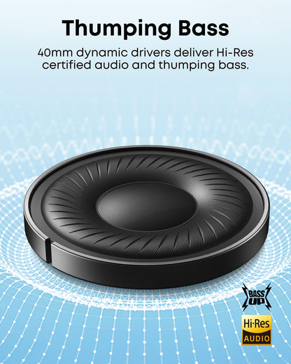 Soundcore by Anker Q20i Hybrid Active Noise Cancelling Headphones, Wireless Over-Ear Bluetooth, 40H Long ANC Playtime, Hi-Res Audio, Big Bass, Customize via an App, Transparency Mode (White)