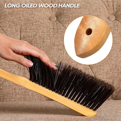 Patelai 2 Pieces Wooden Bench Brushes Fireplace Brush Natural Fiber Bench Soft