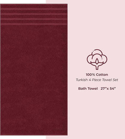 American Soft Linen Luxury 4 Piece Bath Towel Set, 600 GSM 100% Cotton Turkish