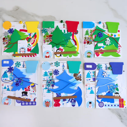 Winlyn 24 Sets Winter Decorations DIY Christmas Tree Ornaments 3D Pine Tree Necklaces Holiday Craft Kits Blank Foam Tree with Festive Foam Stickers for Kids Home Classroom Activities Party Favors