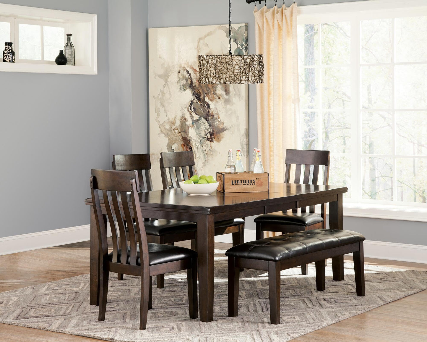 Signature Design by Ashley Haddigan Faux Leather Cushioned Rake Back Dining Chair, 2 Count, Dark Brown