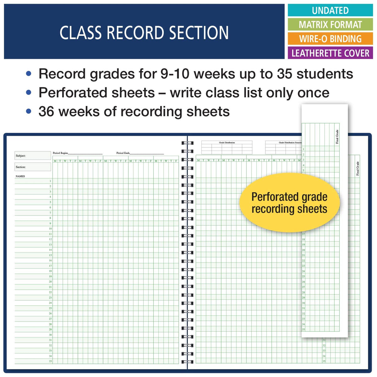 Elan Publishing Company Combination Plan and Record Book - 8 Period Teacher Lesson Planner (PR8-1035) - PR8-1035