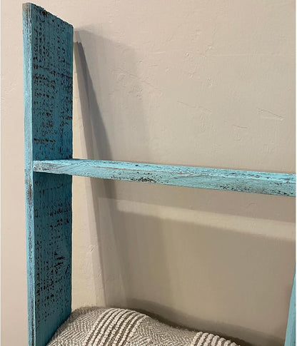 BarnwoodUSA Reclaimed Wood Bookcase Ladder (5 Foot, Turquoise)