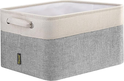 BALEINE 1 Pack Fabric Closet Storage Bins for Shelves, Linen Closet Organizers and Storage, Decorative Baskets for Organizing, Shelf, Clothes, Home, Office (Grey, 15''x11''x9.5'')