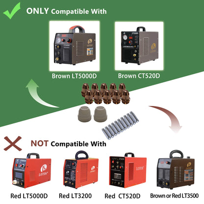 Lotos LCS22 Plasma Cutter Consumables Sets for Brown Color LT5000D and Brown Color CT520D (22 Pieces)