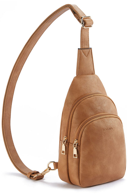 Telena Small Sling Bag for Women Leather Crossbody Fanny Packs Chest Bag for Women