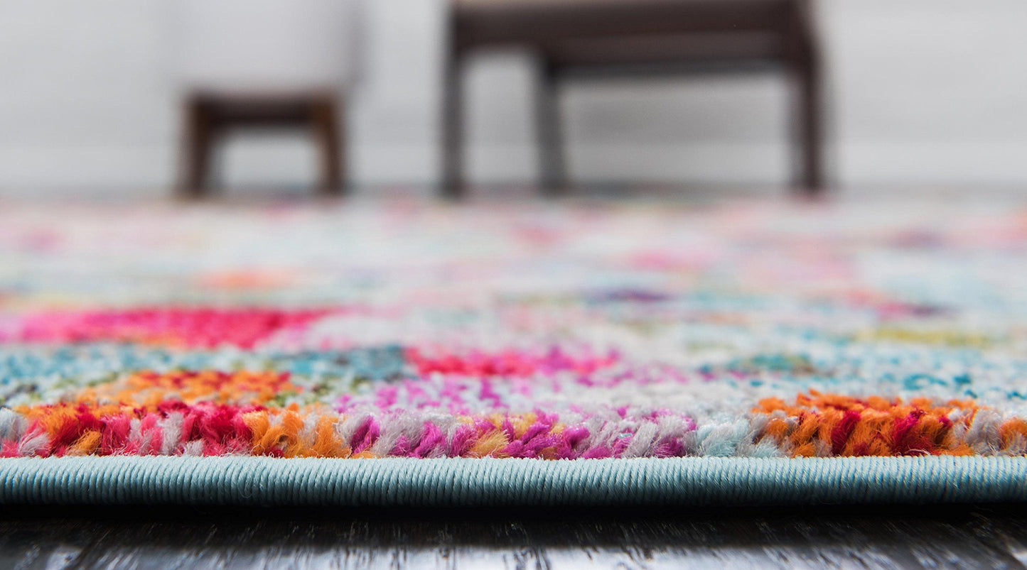 Unique Loom Chromatic Collection Area Rug - Champagne (8' x 10' Rectangle, Multi/ Blue)