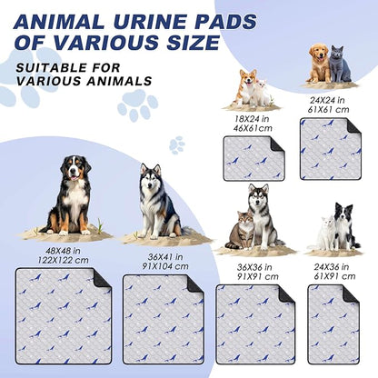 WanpeeGoo Washable Pee Pads for Dogs, 2 Pack Reusable Puppy Pads, Super Absorbent & Leakproof Dog Pads, Anti-Slip Dog Pee Pads for Puppy Training & Incontinence, Dolphin Pattern 32"x52"