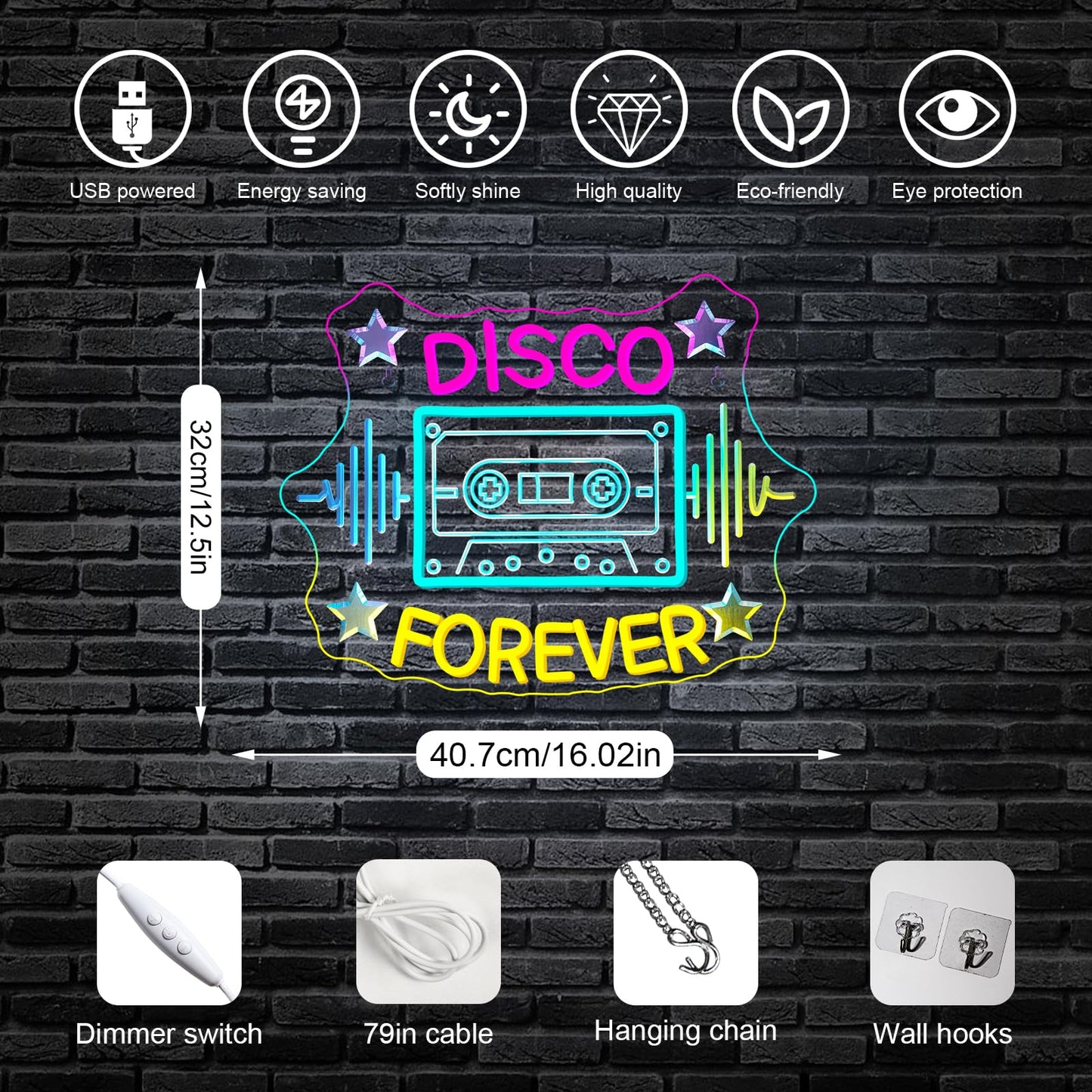 Horseneon Good Food Good Mood Neon LED Sign, Food Neon Signs for Wall Decor, Good Food Good Mood Neon Light with USB Powered for Snack Shop, Restaurant, Fast Food