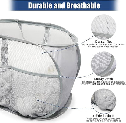 2 Pack Collapsible Laundry Baskets, Upgrade Pop Up Laundry Hamper