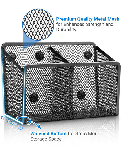 Magnetic Pen Holder, Metal Strong Magnet Pen Cup Magnetic Marker Storage Basket Locker Organizer for Whiteboard Refrigerator Fridge Locker Accessories Classroom Must Haves Teachers School Supplies