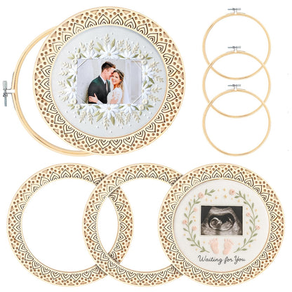 Kuabiz 8 Pcs Wood Embroidery Hoop Frame with Embroidery Hoops 8 Inch Heart Shaped Wooden Display Frame and Hoops for Finished Cross Stitch Craft Projects, Sewing & Decorative Ornaments