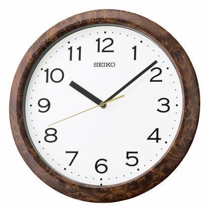 SEIKO QHA014BLH Faux Wood Wall Clock, Brown, 13 Inch