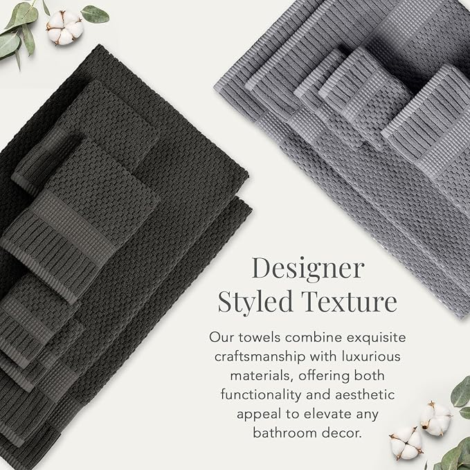 NY Loft 100% Cotton 4 Pack Bath Towels, Dark Grey, OEKO-TEX Certified, Machine