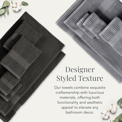 NY Loft 100% Cotton 4 Pack Bath Towels, Dark Grey, OEKO-TEX Certified, Machine