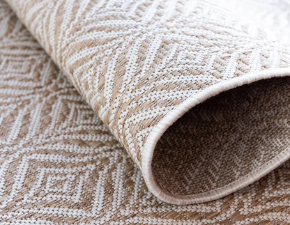 Unique Loom Outdoor Trellis Collection Area Rug - Deco Trellis (8' x 11' 4" Rectangle, Taupe/ Ivory)