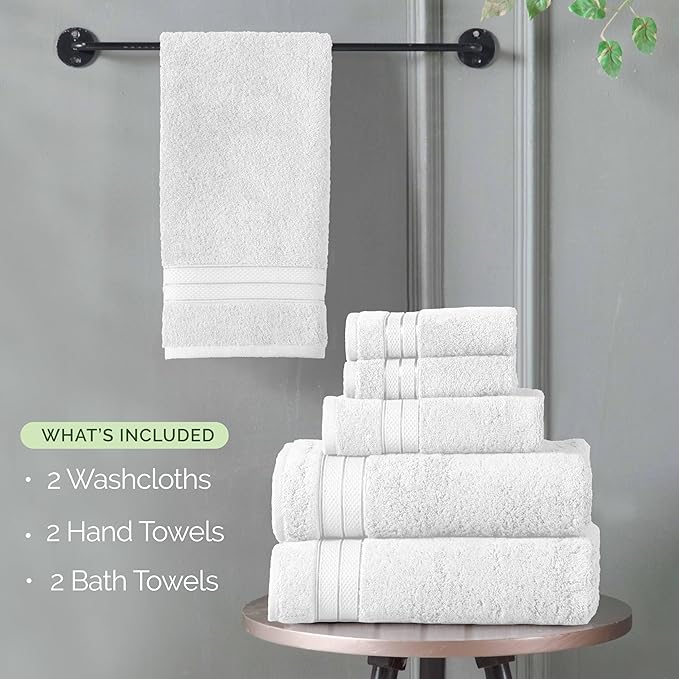 Elegant Comfort Luxury 6-Piece Towel Set, Premium Soft 100% Turkish Cotton