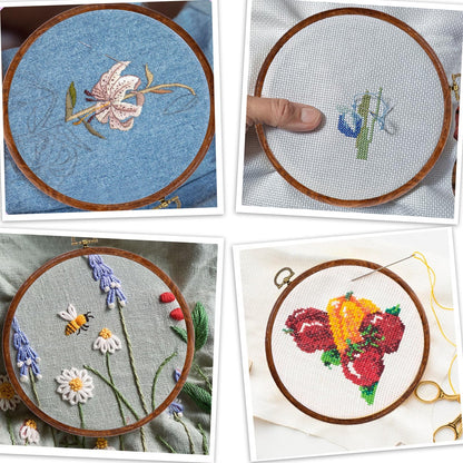 Oqqlin 15 Pcs Round Embroidery Hoops, 6 Inch Durable Imitated Wood Cross Stitch Hoop Ring Circle Rubber Embroidery Hoops Frame for Sewing, DIY, Craft, Hanging Ornaments Decor