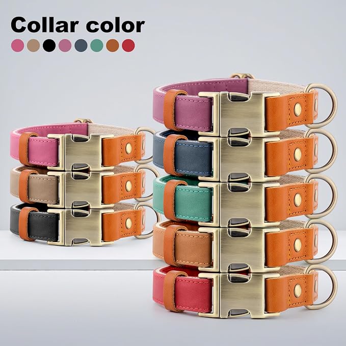 Plutus Pet Genuine Leather & Hemp Dog Collar – Adjustable Heavy Duty Pet Collar with Quick Release Metal Buckle, Soft & Stylish for Puppy and Small, Medium, Large Dogs (Black, XS)