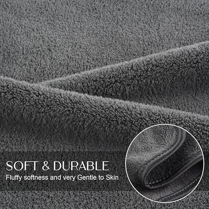 KinHwa Microfiber Hand Towels for Bathroom Soft and Absorbent Face Towels Grey