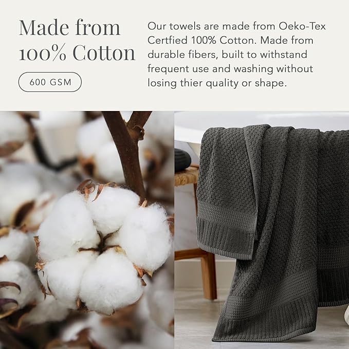 NY Loft 100% Cotton Hand Towel 6 Pack | Super Soft & Absorbent Quick-Dry Hand