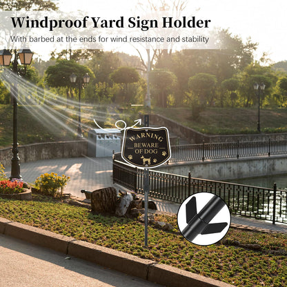 2 Pack Yard Sign Stake, 4' Aluminum Posts, Holder with Baked Enamel Coating, Lightweight & Abjustable Garden Pole with Holes for Different Size Signs, Easy Installation,Sturdy (Black)