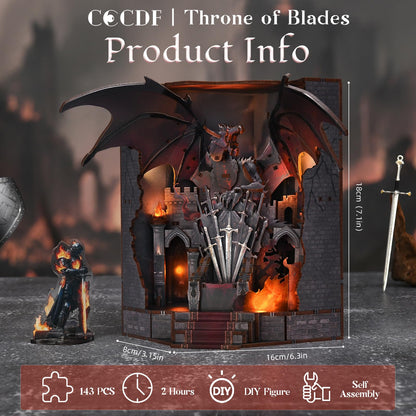 CCCDF Book Nook Kit - DIY Miniature House Dollhouse Kit for Beginners, Adults and Teens, Booknook Tiny House Bookshelf Decor, Gifts for Family, Friends (Throne of Blades)
