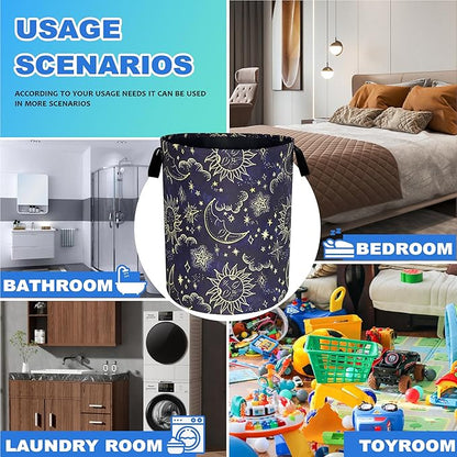 Celestial Sun Stars Moon Laundry Basket Oxford Cloth Funny Laundry Hamper
