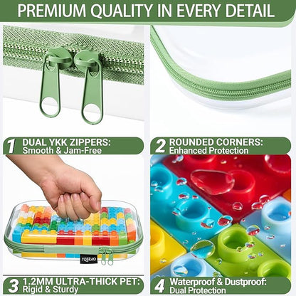 YQBRAO 4-Pack Clear Hard Shell Zipper Case, 1.2mm Ultra-Thick Diaper Bag Organizer Pouches, Rigid Self-Standing Travel Makeup Bags with YKK Zippers, TSA Approved, Green