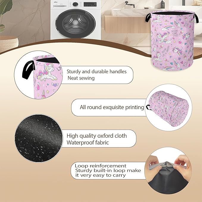 Laundry Hamper, Dreamy Rainbow Portable Collapsible Laundry Room Organization