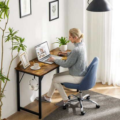 Sweetcrispy Small Computer Office Desk 32 Inch Kids Student Study Writing Work with Storage Bag & Headphone Hooks Modern Simple Home Bedroom PC Table