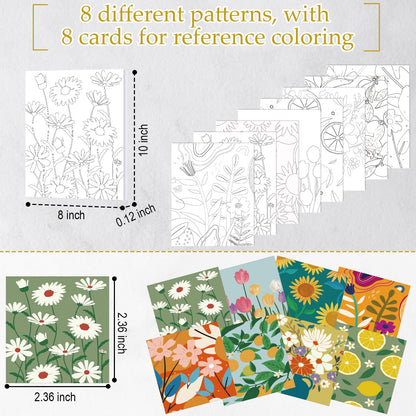 Cholemy 36 Pcs Paint and Sip Kit for Adults 8''x10'' Pre Drawn Canvas for Painting DIY Afro Acrylic Painting Kit Wood Easel Brushes Date Night Bulk for Father's Day Party Gifts(Flowering)