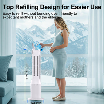 Uthfy 41" Portable Air Conditioners, 120° Oscillating Cooling Fans that Blow Cold Air with 24H Timer,4 Modes&3 Speeds,Dual Water Tank, 4 Ice Packs, Remote, Portable AC, 3 In 1 Swamp Cooler for Bedroom