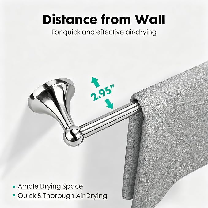 Antique Bathroom Towel Bar Polished Chrome, 24 Inch Towel Racks for Bathroom Wall Mounted,Bathroom Towel Holder,Home Decor Towel Rod Chrome
