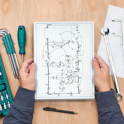 Graph Paper Pad for Blueprint Drawings, Drafting, Engineering Drawing, and Planning - Graph Paper 11x17 Blueprint Quadrille Grid Paper Pads with Blue Lines, High Brightness 50 Sheets (1-Pack)