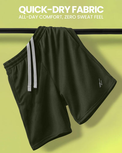 NY Threads Men's Athletic Shorts Quick Dry Loose-Fit Lightweight Running Workout Gym Shorts with Pockets, XX-Large, Army Green