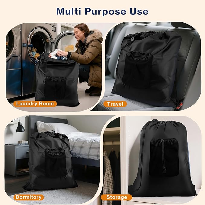 2-Pack Backpack Laundry Bags, Heavy Duty Laundry Bag Backpacks