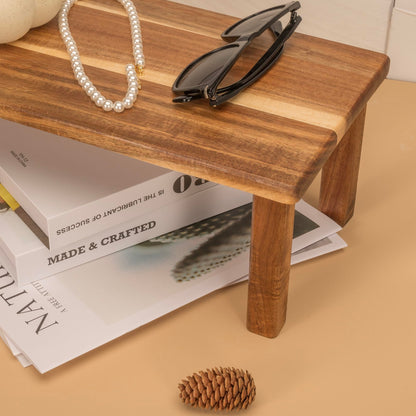 RiLiKar Acacia Wooden Desktop Organizer Shelf Kitchen Cabinet and Counter Riser Display Shelf for Top of Desk Home Office Bathroom Coffee Table Display Stand