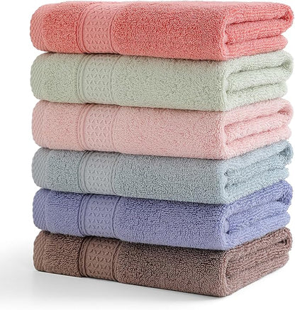6 Pack Hand Towel Set, 16 by 25 inches, 100% Cotton Ultra Soft and Highly