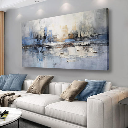 VHMING Abstract Wall Art Wall Decor Blue and Gray White Modern Canvas Wall Paintings Abstract Artwork for Living Room Bedroom Bathroom Office Home Decor Can Be Hung Directly 20"x 40"