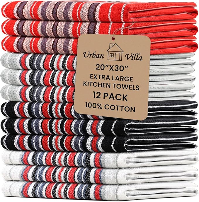 Urban Villa Kitchen Towels Extra Large Premium Salsa Stripes Dish Towels