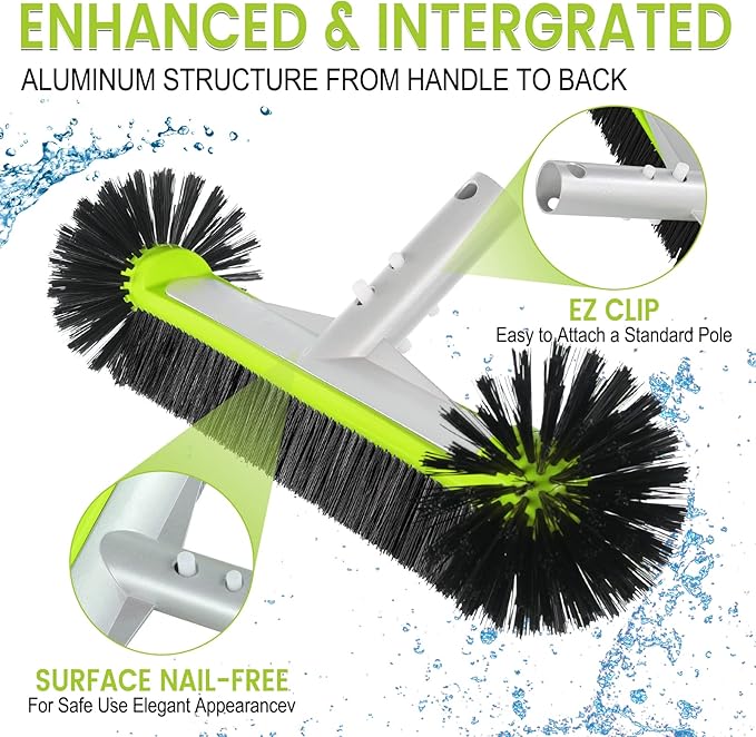 Swimming Pool Brush Head with Round Ends, 17.5" Heavy Duty Aluminum Back Head