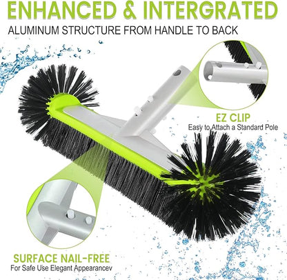 Swimming Pool Brush Head with Round Ends, 17.5" Heavy Duty Aluminum Back Head