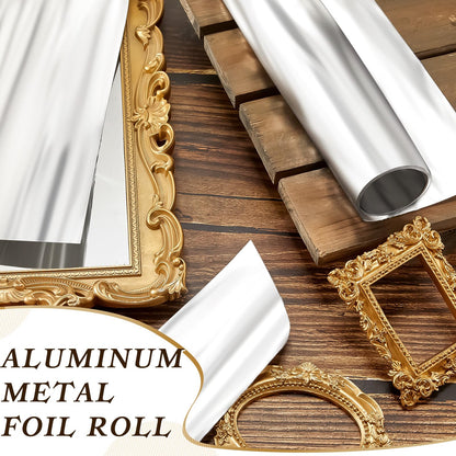Yaocom 1 Roll Aluminum Metal Crafts DIY Foil 12 Inch x 40 ft x 0.1 mm Thick for Art Project Aluminum Flashing Roll Wide Sheet Multipurpose Metal Sheets for DIY and Crafting Projects (Silver)