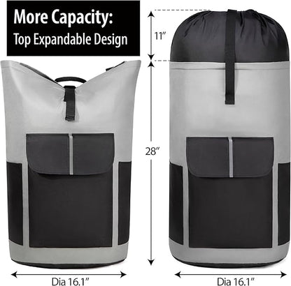 BeeGreen Grey-Black-Laundry-Bag-Backpack-Extra-Large-Heavy-Duty, 125L Portable